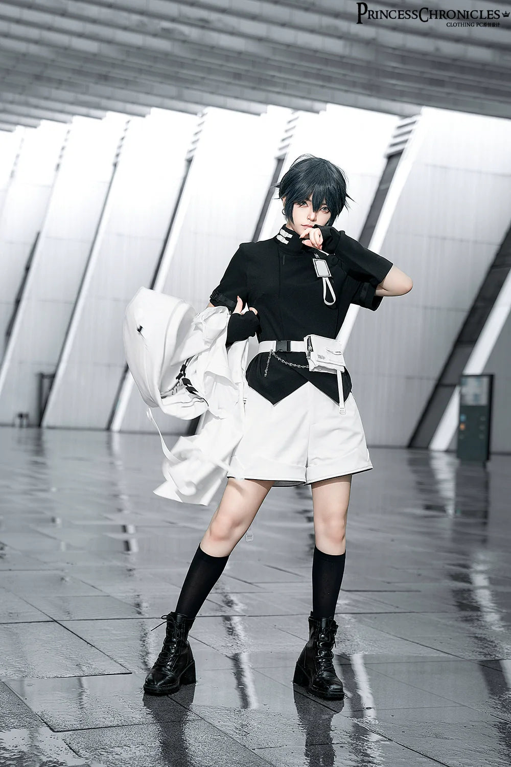 White Cat - Futuristic Style Cool Lolita Pants Suit With Cat Ear Coat - image 32