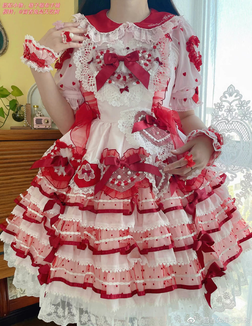 Cheese Cat - Sweet and Playful Strawberry Gingham Lace Cuffs - image 8
