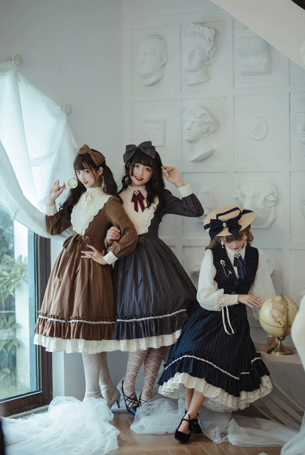 Rose Doll - Elegant Lolita Striped Fishbone Skirt - image 13