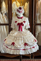 Paria Cream Strawberry Satin Lolita OP Dress and Accessories - image 1