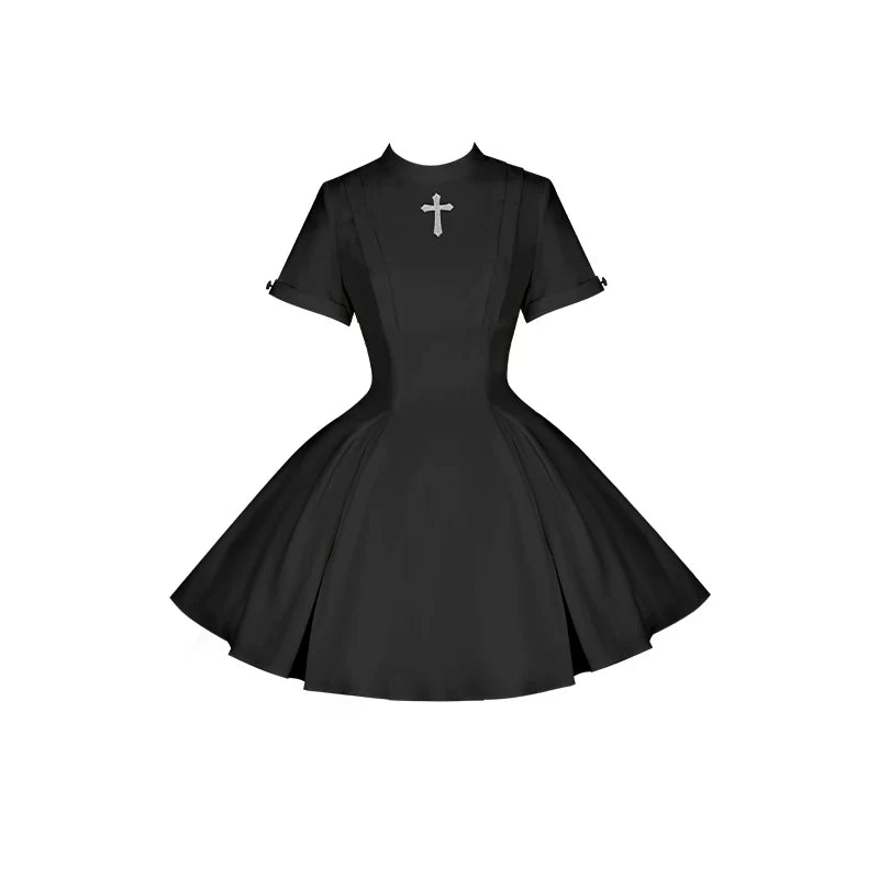 Nihil - Gothic Nun Lolita OP Dress, Irregular Hem Cape and Accessories - image 53