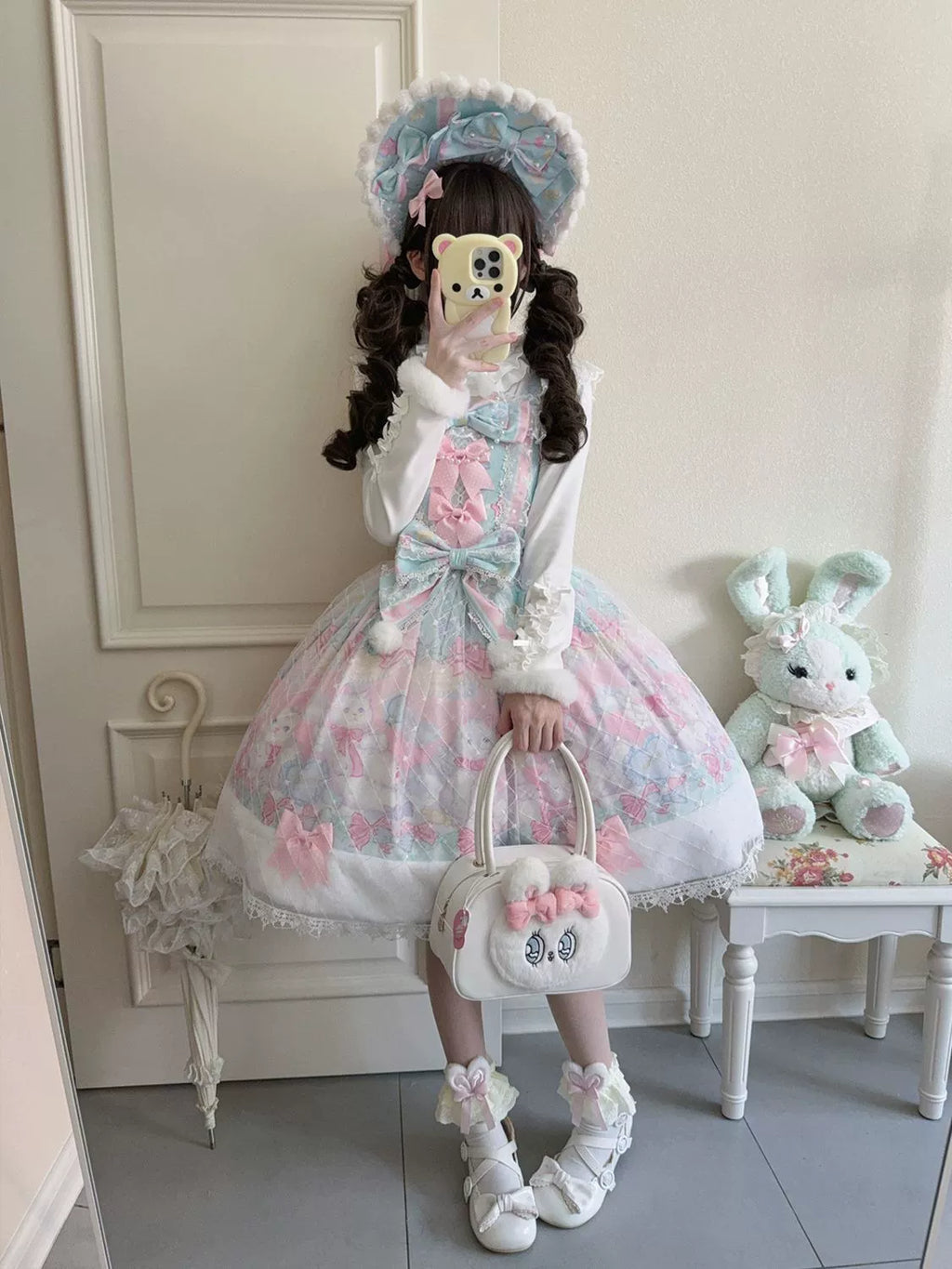 Candy Mary Cat - Fluffy Sweet Lolita JSK Dress, Kitten Print - image 13