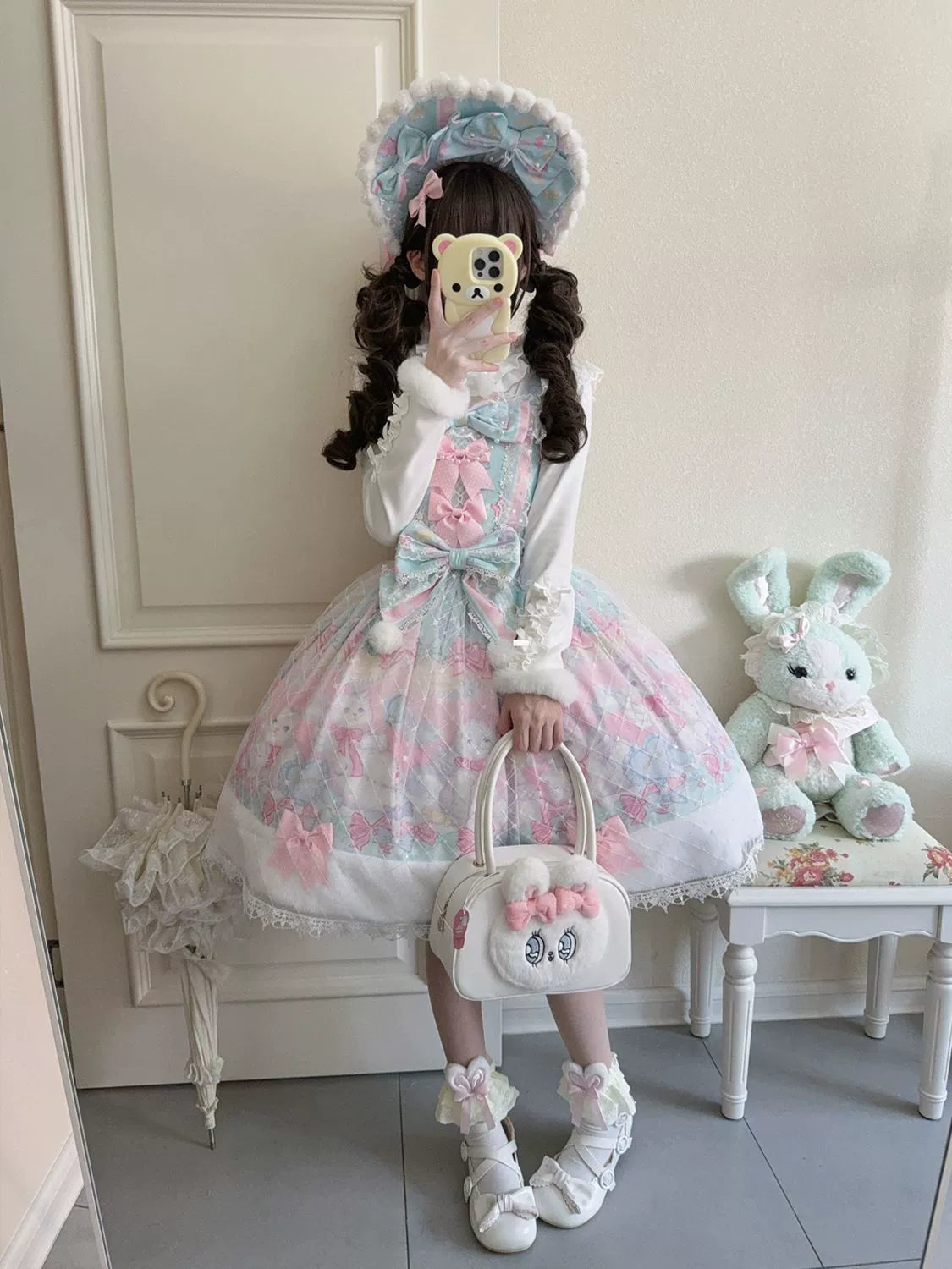 Candy Mary Cat - Fluffy Sweet Lolita JSK Dress, Kitten Print - image 13