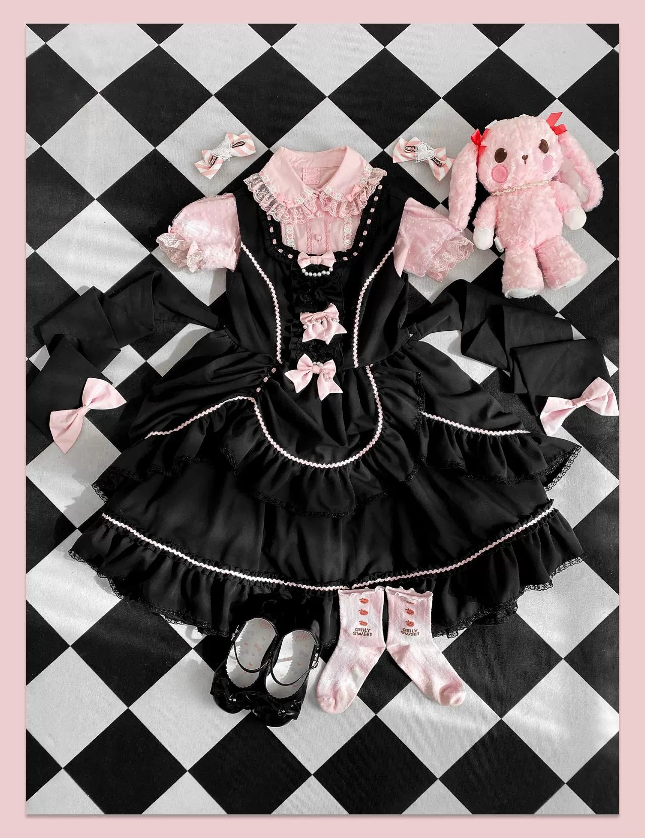 Black Lolita Doll OP/JSK with Adjustable Elasticity - image 21