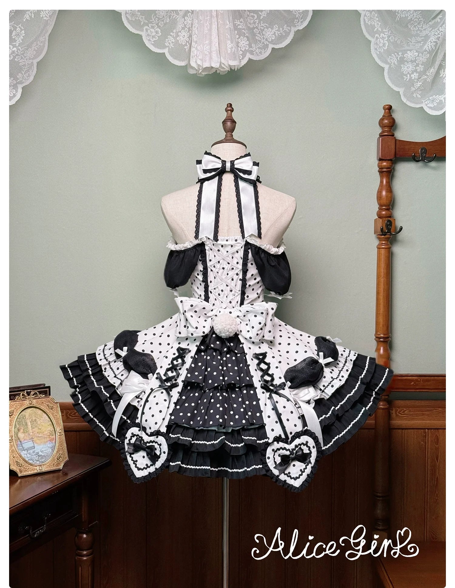 Old School Lolita Halter Neck OP Dress, Polka Dot Accent - image 66