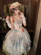 Flower Field Oil Painting Pastoral Irregular Lolita JSK Dress and Accessories - image 2