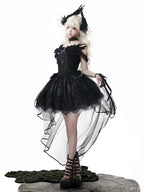 Star Swan Dream - Black Gothic Lolita JSK Dress, Swan Embroidery - image 12