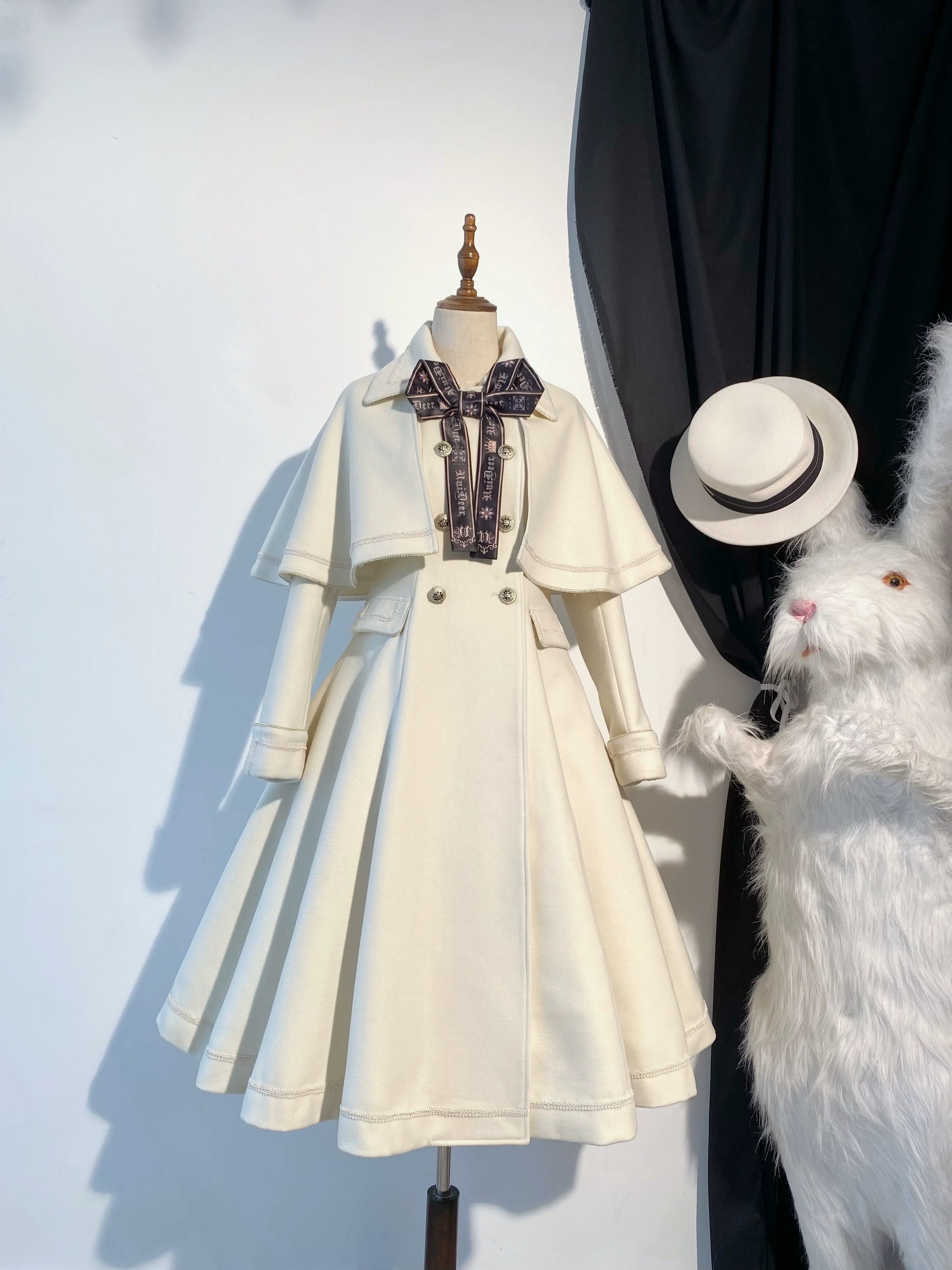 Galaxy Traveler - Classic School Lolita Overcoat with Detachable Cape and Bow - image 16
