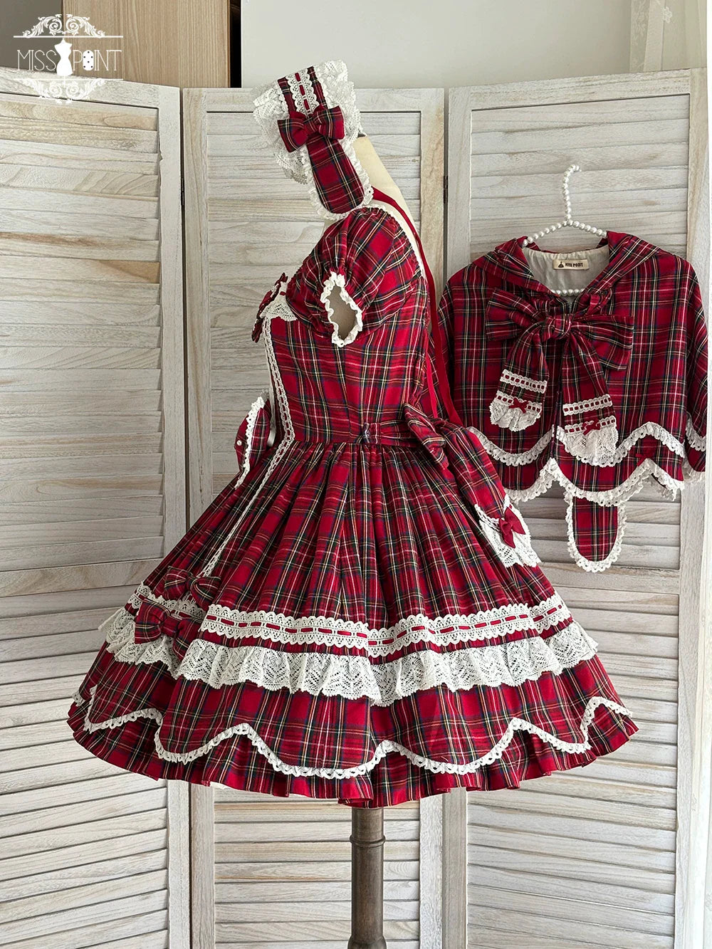 Plaid Petal Bunny - Old School Lolita Plaid OP Dress, Petal-shaped Hem - image 38