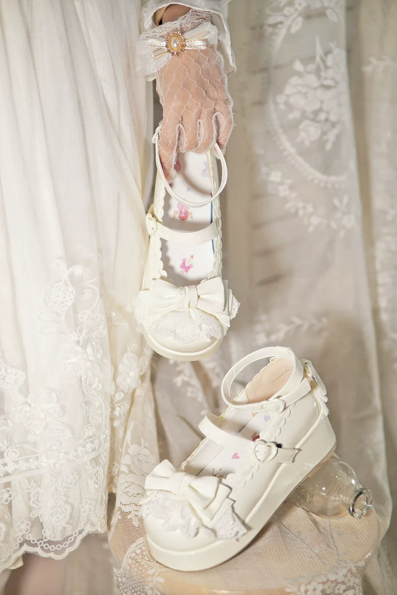 Milky Puff - Sweet Lolita Heels Shoes, Round Toe With Petite Wedge - image 21