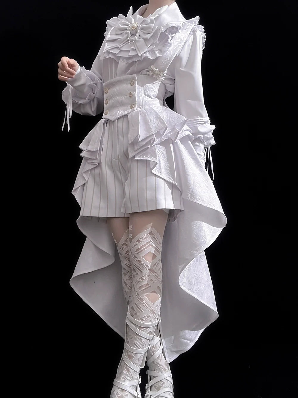 Rabbit Theater White Moonlight - Ouji Lolita Shorts Set, Rabbit Hat - image 7