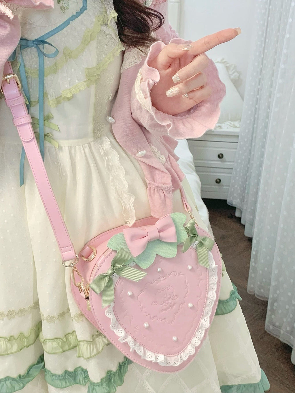 Sweet Strawberry - Bow and Lace Lolita Handbag - image 5