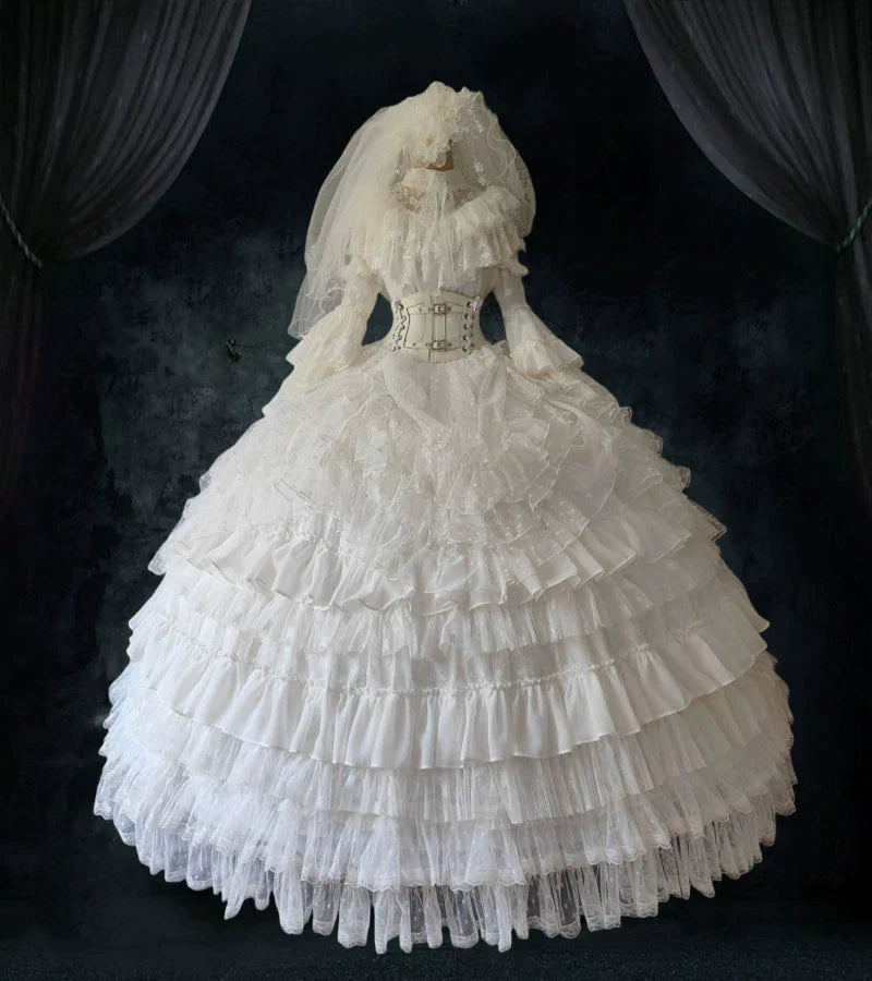 Halloween Gothic Wedding Lolita OP Dress - image 12