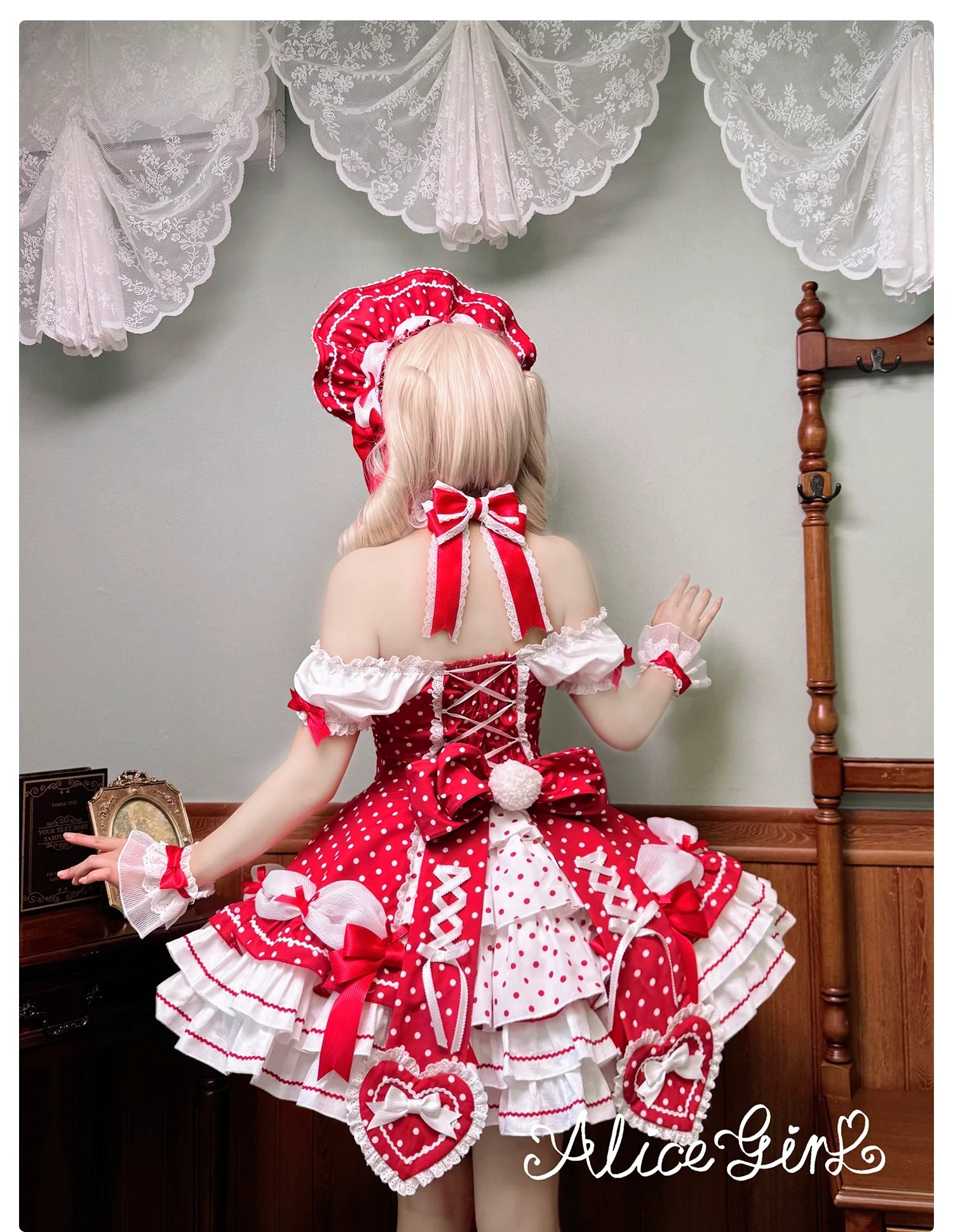 Old School Lolita Halter Neck OP Dress, Polka Dot Accent - image 5