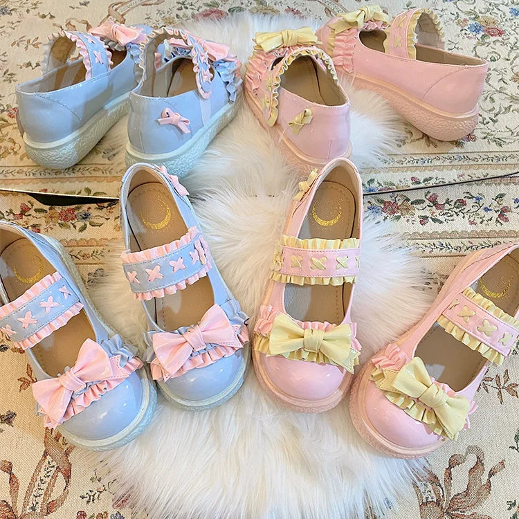 Cute Bow Candy-Colored Lolita Flat Shoes - image 1