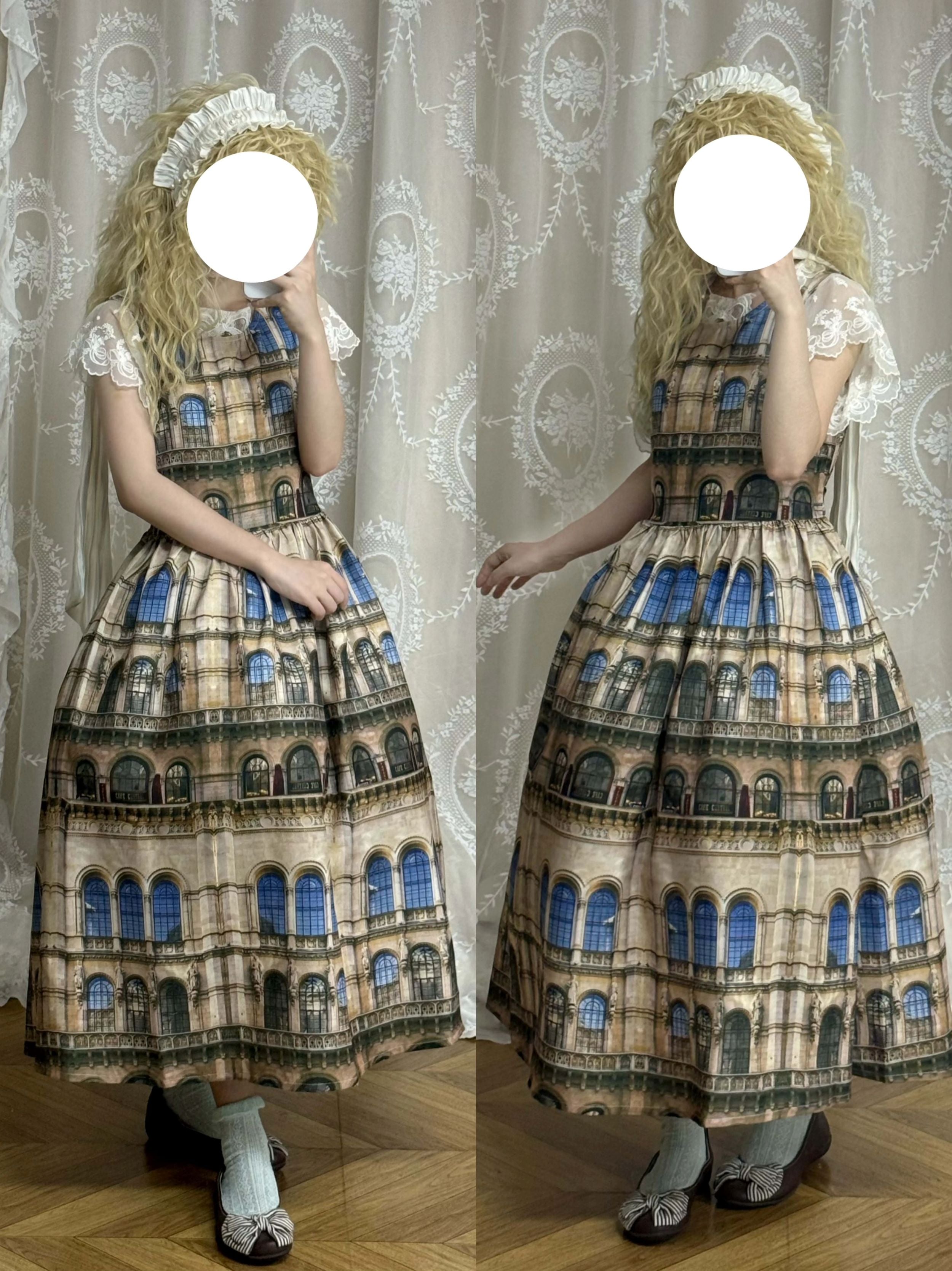 Antonia's Cottage - Oil Painting Long Pinafore Dress - image 6