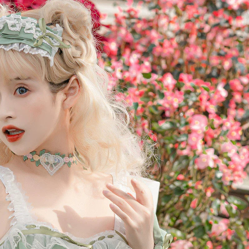 Toting Basil - Wedding Lolita Bolero, Necklace, Cuffs and Side Clip Collection - image 6
