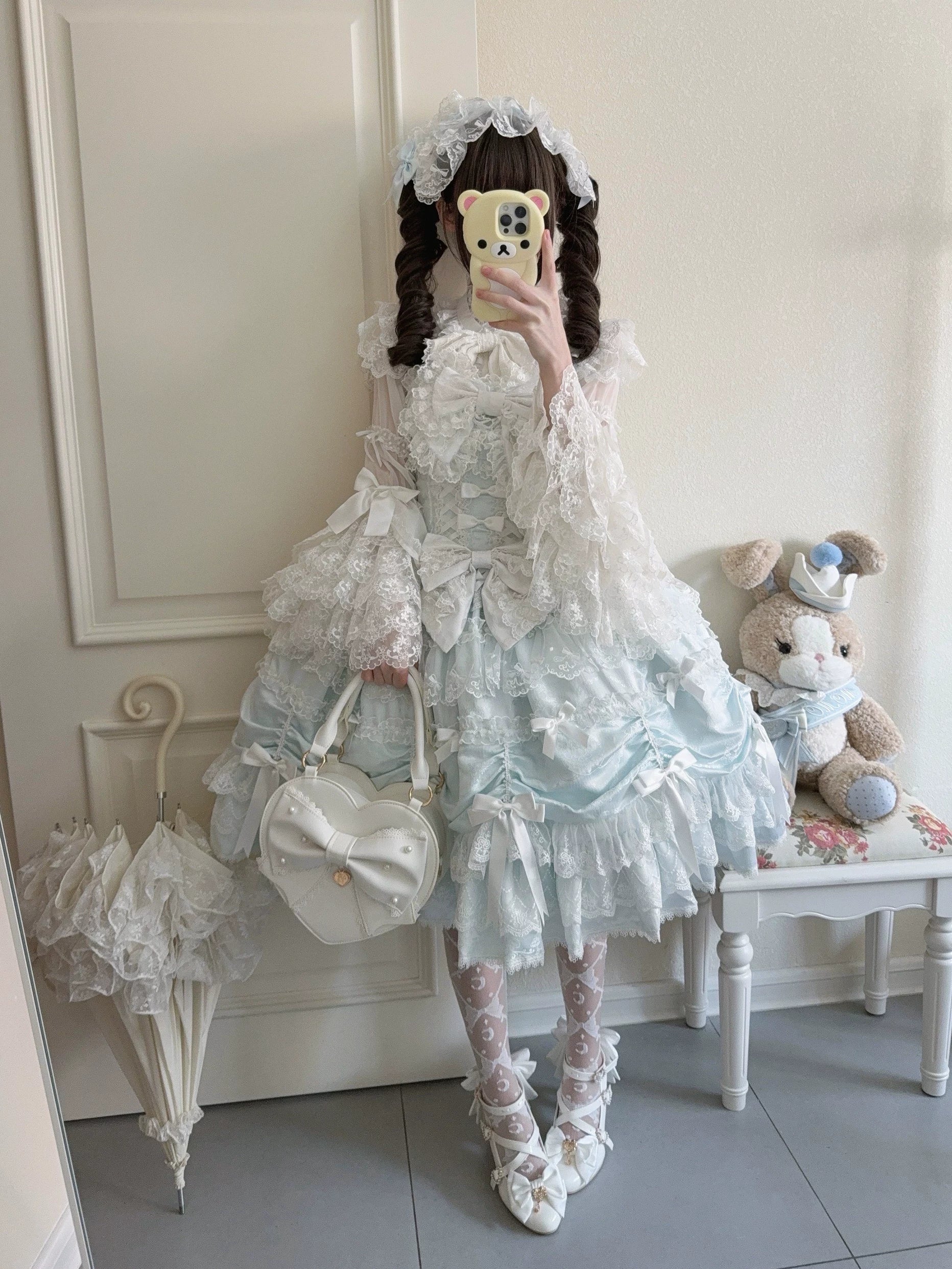 Satin Gift Box - Sweet Lolita JSK Dress, Bows and Layered Lace - image 20