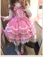 Plaid Baileys - Pink Plaid Old School Lolita JSK Dress - image 32