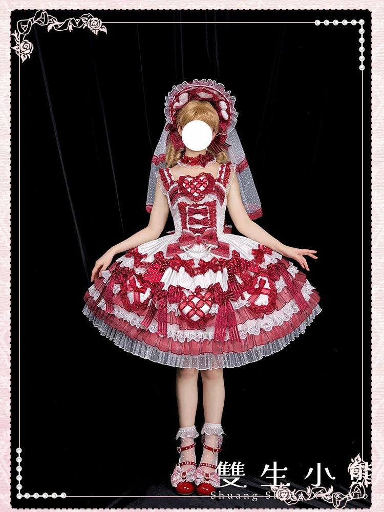 Heart of Love - Sweet Lolita Wedding JSK, Bow Details - image 13