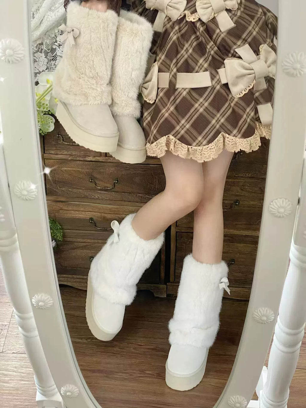 Winter Love Song - Winter Lolita Mid-Calf Boots Plush Snow Boots Thick Sole - image 13