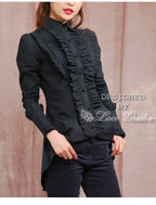 Gothic Tailed-Hem Blouse and Multi-Layer Lolita Skirt Set - image 14