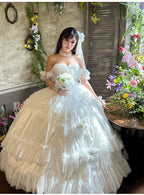 Love and Roses Princess Bridal Lolita Dress with Tiered Rose Skirt - image 1