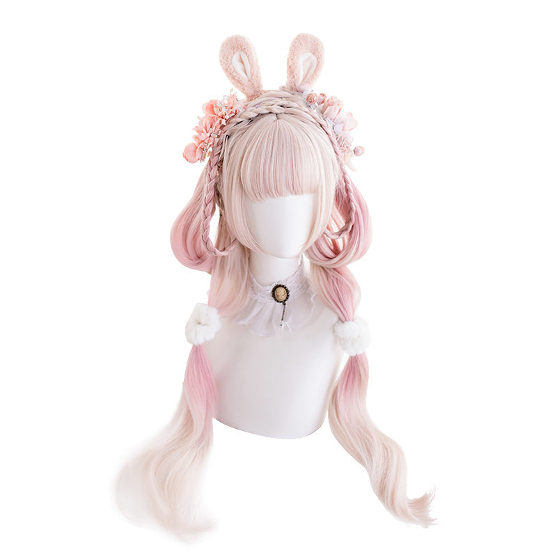 Peony Rabbit - 75cm Long Curly Pink Princess Wig - image 5
