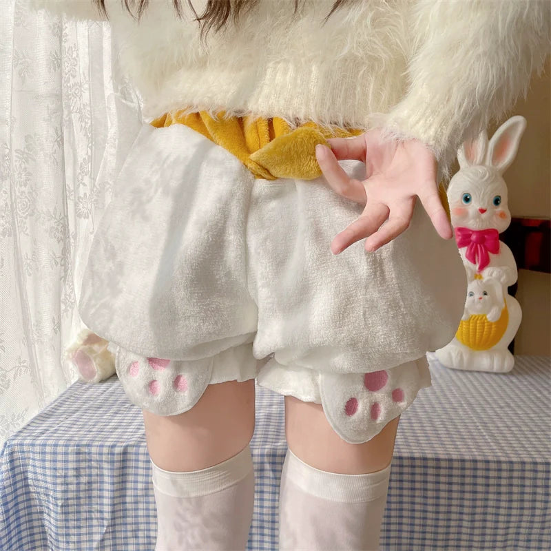 Kawaii Winter Lolita Warm Velvet Bloomers with Corgi Tail - image 18