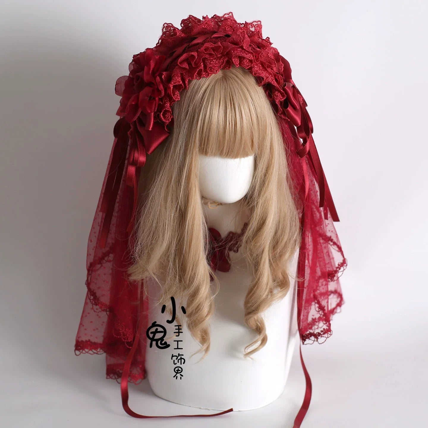 Dark Red Gothic Lolita Headdresses and Floral Veils - image 9