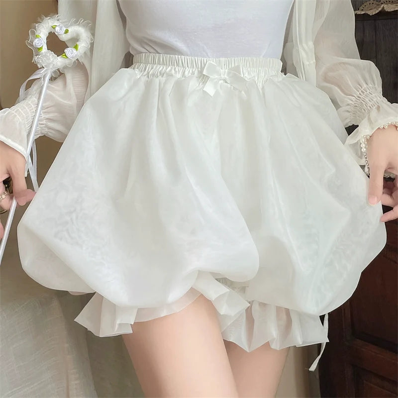 Casual Lolita Bloomers, Solid Color Organza Shorts - image 2