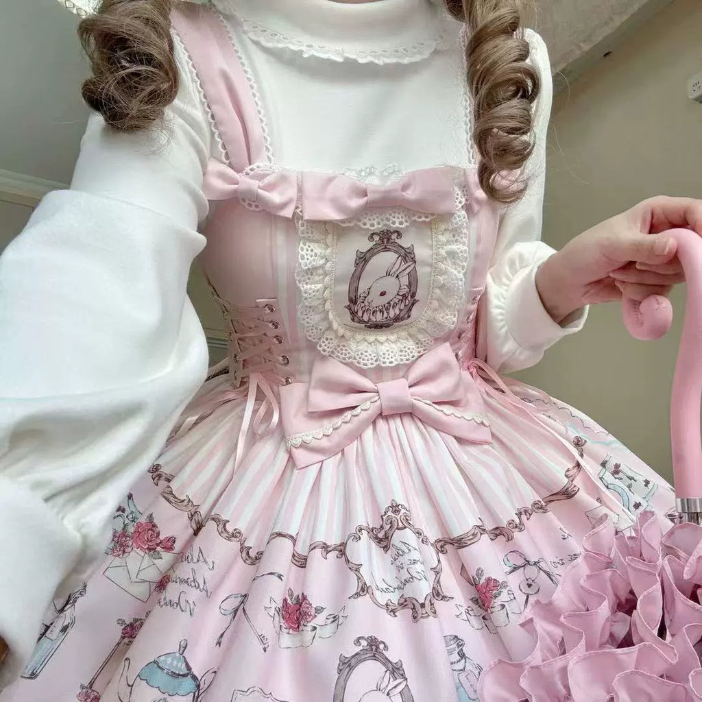 Rabbit Collection Box - Bunny Print Kawaii Lolita JSK Dress, 3 Colors - image 39