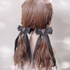 Black Lace Bow Rhinestone Lolita Hair Clip and Brooch - image 1