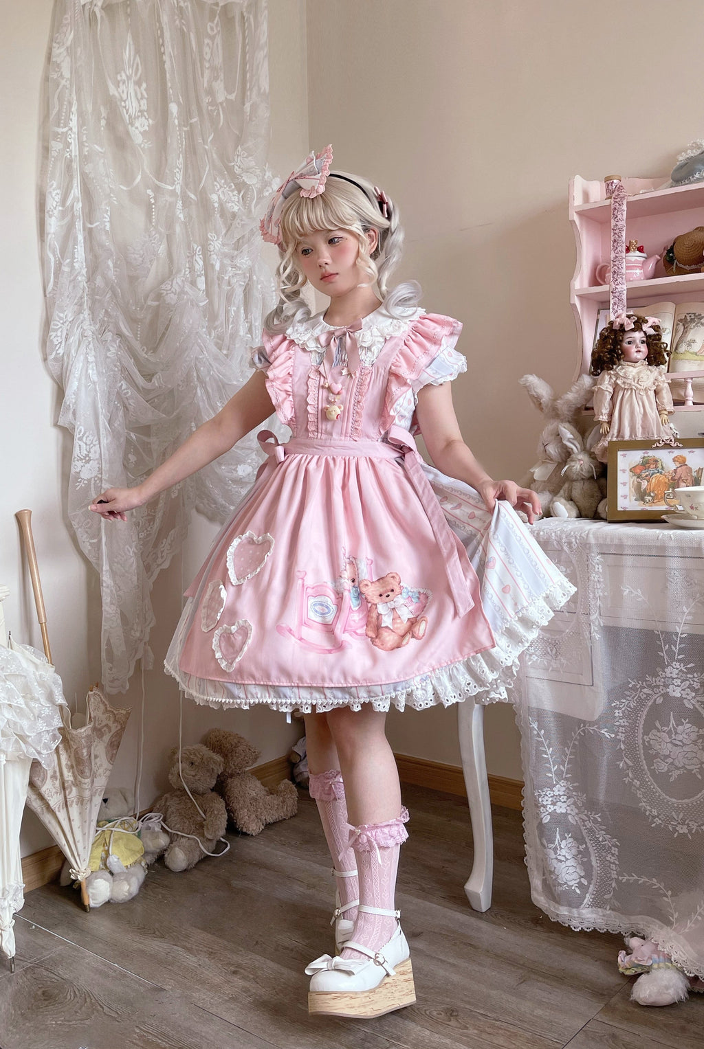 Barbie Bear - Sweet Lolita Bear Print JSK and OP and Accessories - image 1