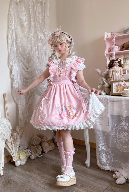 Barbie Bear - Sweet Lolita Bear Print JSK and OP and Accessories - image 1