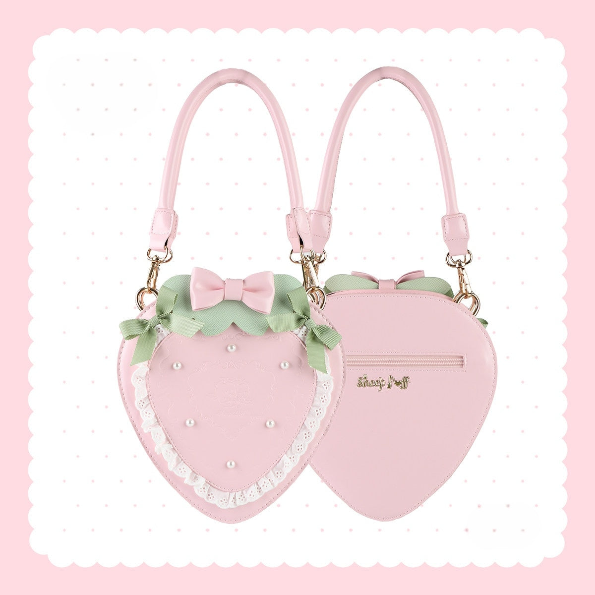 Sweet Strawberry - Bow and Lace Lolita Handbag - image 8