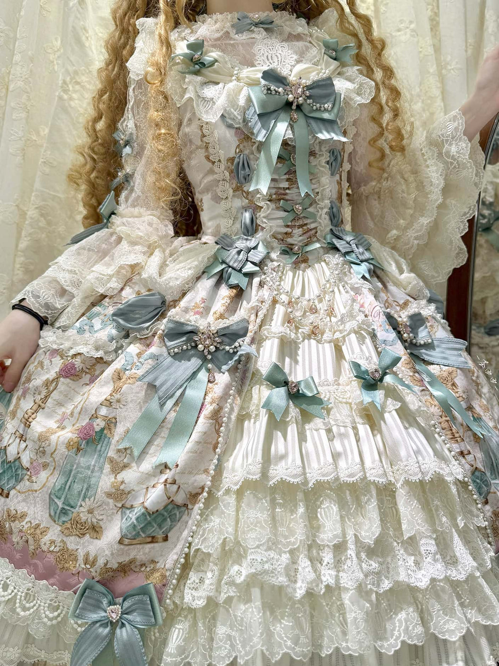 Antique Gem Fragrance Lolita Green JSK Dress Set - image 4
