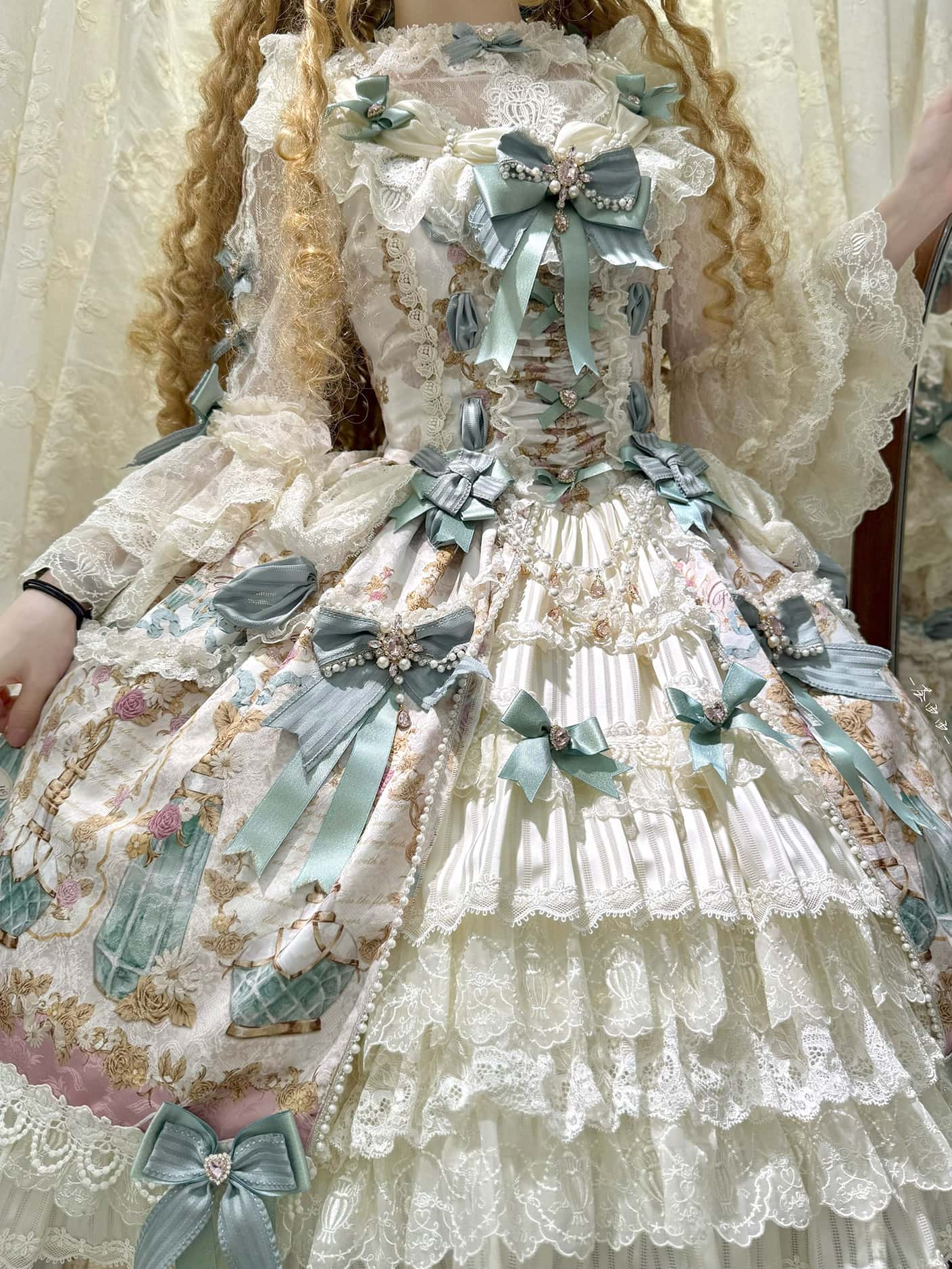 Antique Gem Fragrance Lolita Green JSK Dress Set - image 4
