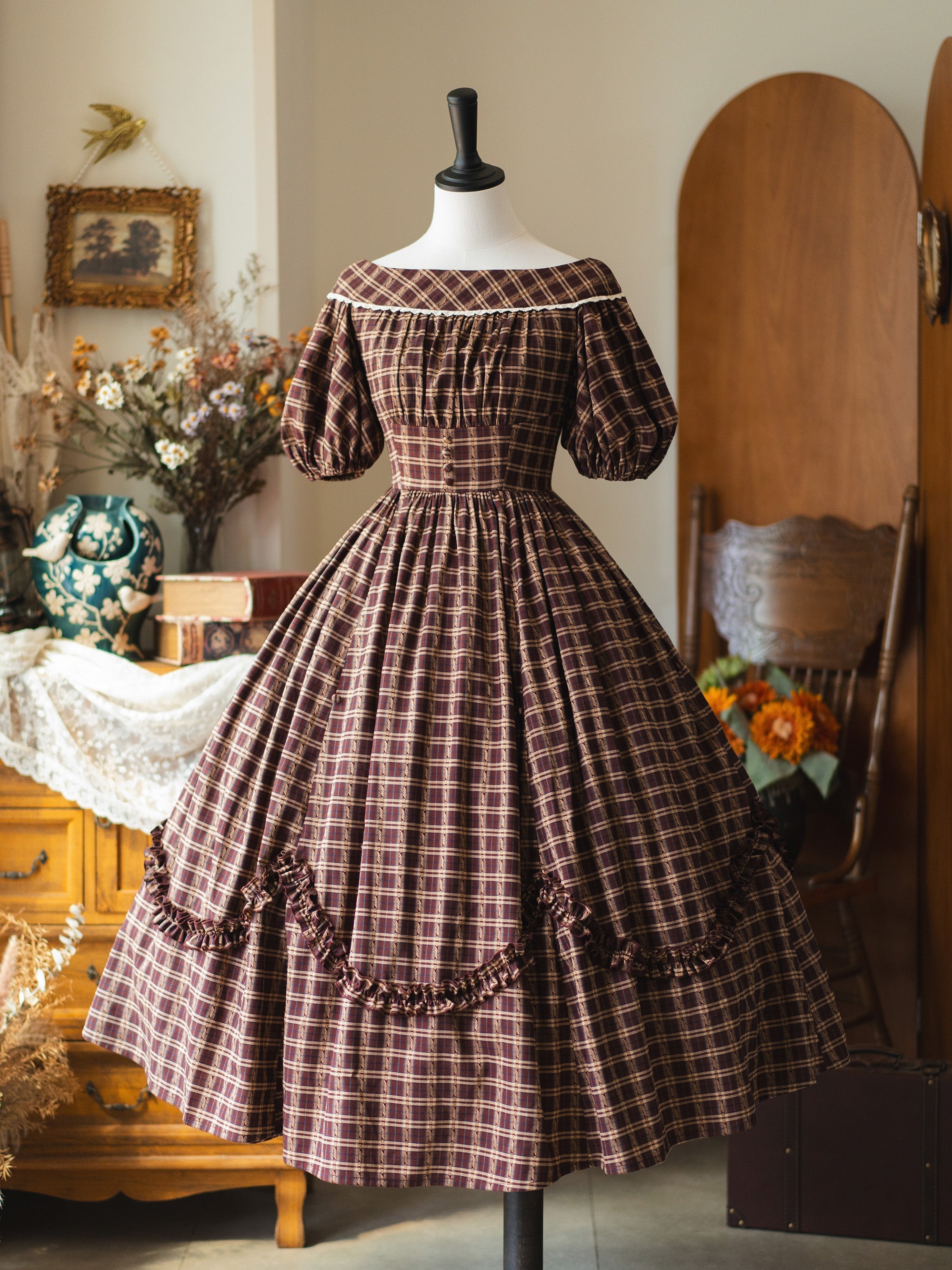 Forest Picnic - Classic Lolita OP Dress with Off-Shoulder and Lifting Hem - image 3