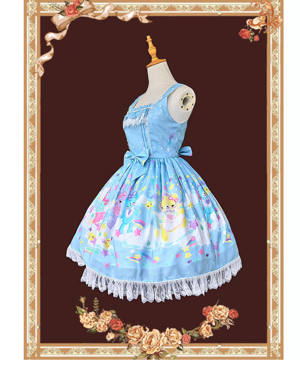 Sleepy Bear - Kawaii Lolita Bear and Star Printed Dress and Accessories - image 14