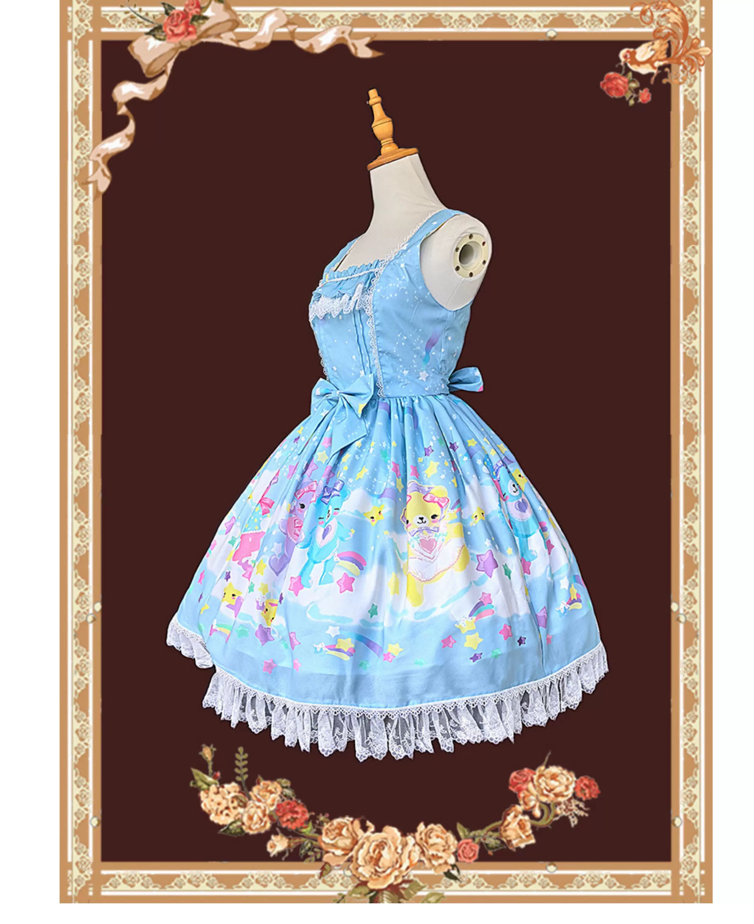 Sleepy Bear - Kawaii Lolita Bear and Star Printed Dress and Accessories - image 14