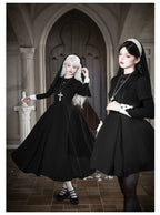 Nihil - Gothic Nun Lolita OP Dress, Irregular Hem Cape and Accessories - image 14