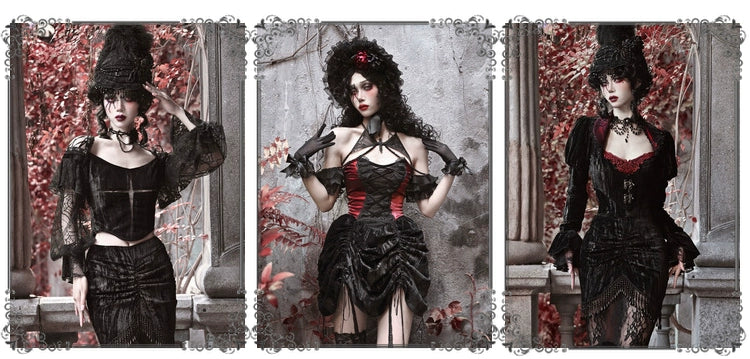 Duchess - Velvet Gothic Lolita Dress, Corset & Skirt - image 22