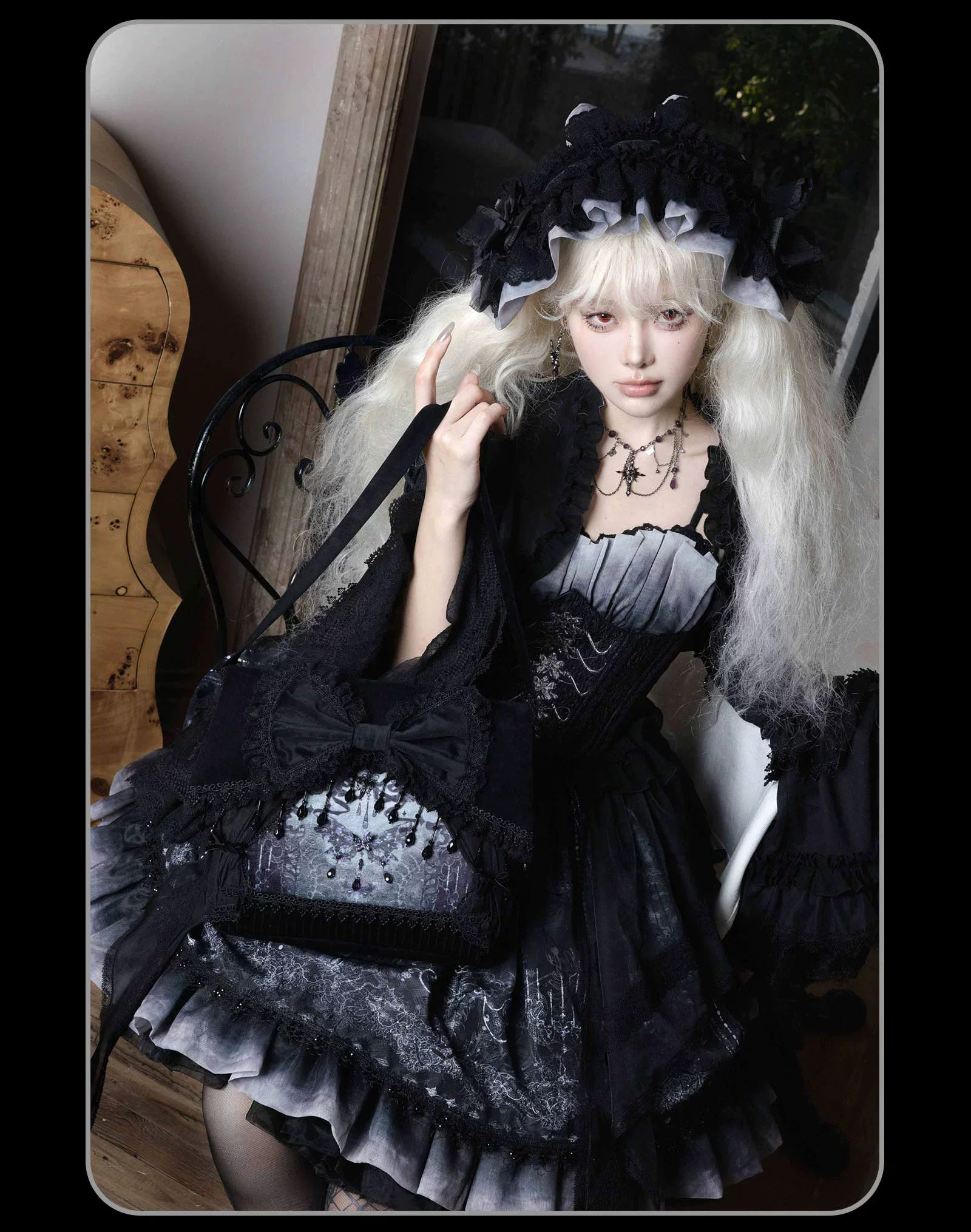 Bone-Eroded Butterfly - Gothic Lolita JSK & SK Set - image 16