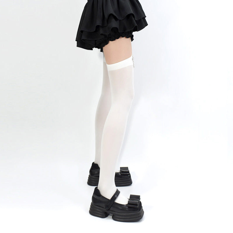 Wuxiaoliu Velvet Lolita Garter Stockings with Cross Pendants - image 3