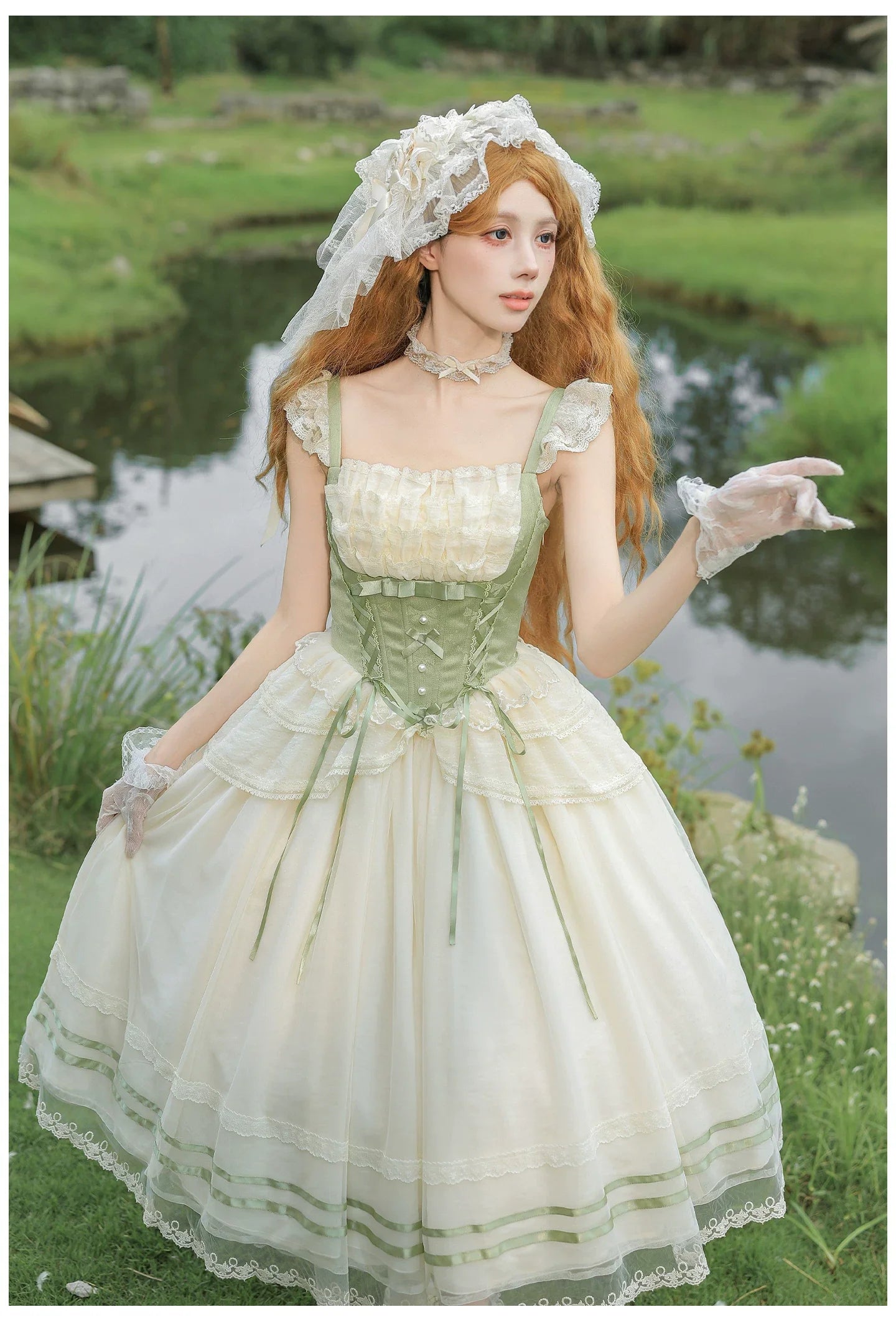 Unfailing - Classic Lolita Bow Jacquard Corset JSK Dress - image 28