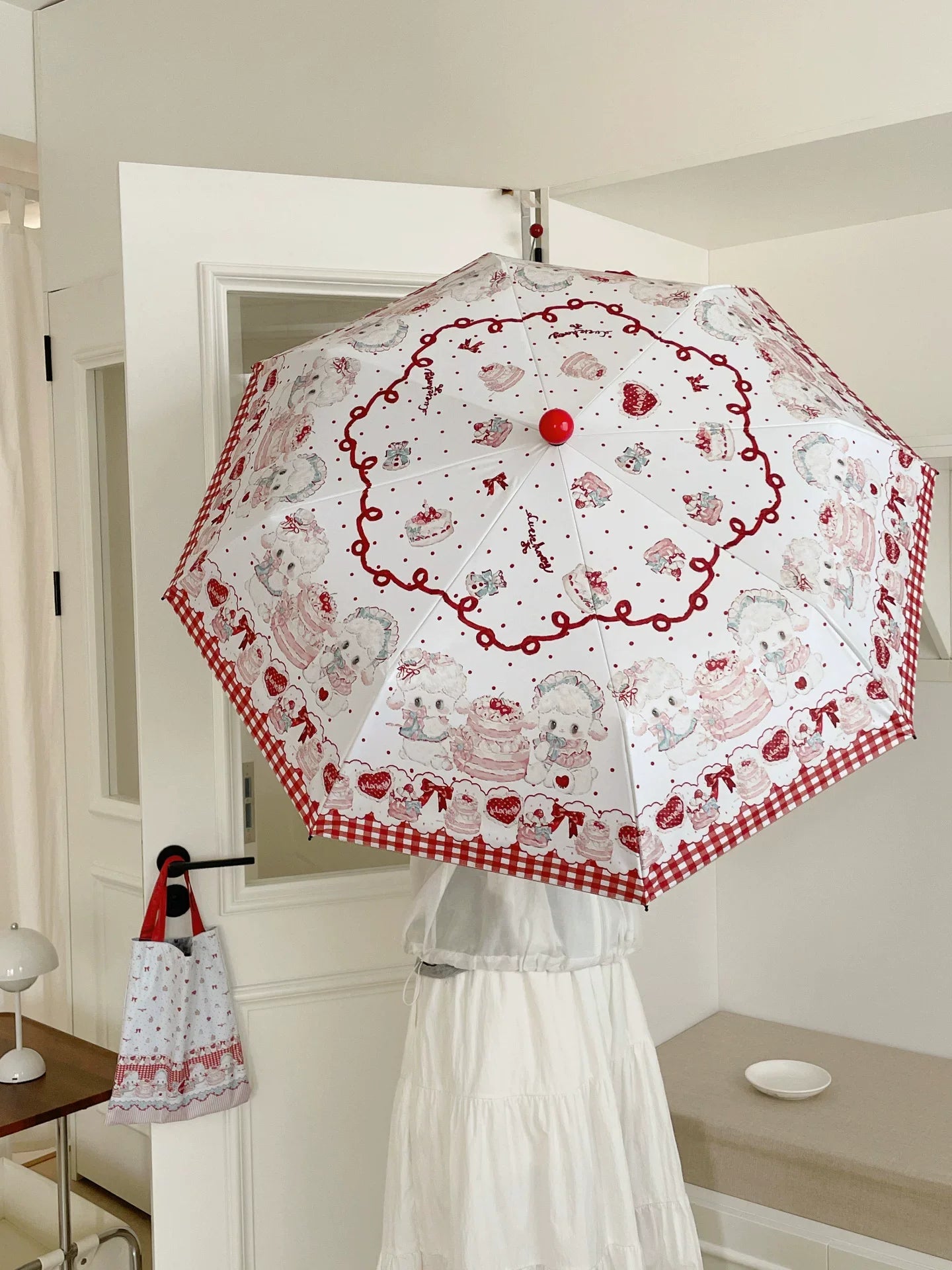 Foldable Printed UPF50+ Lolita Parasol with Black Coating - image 2