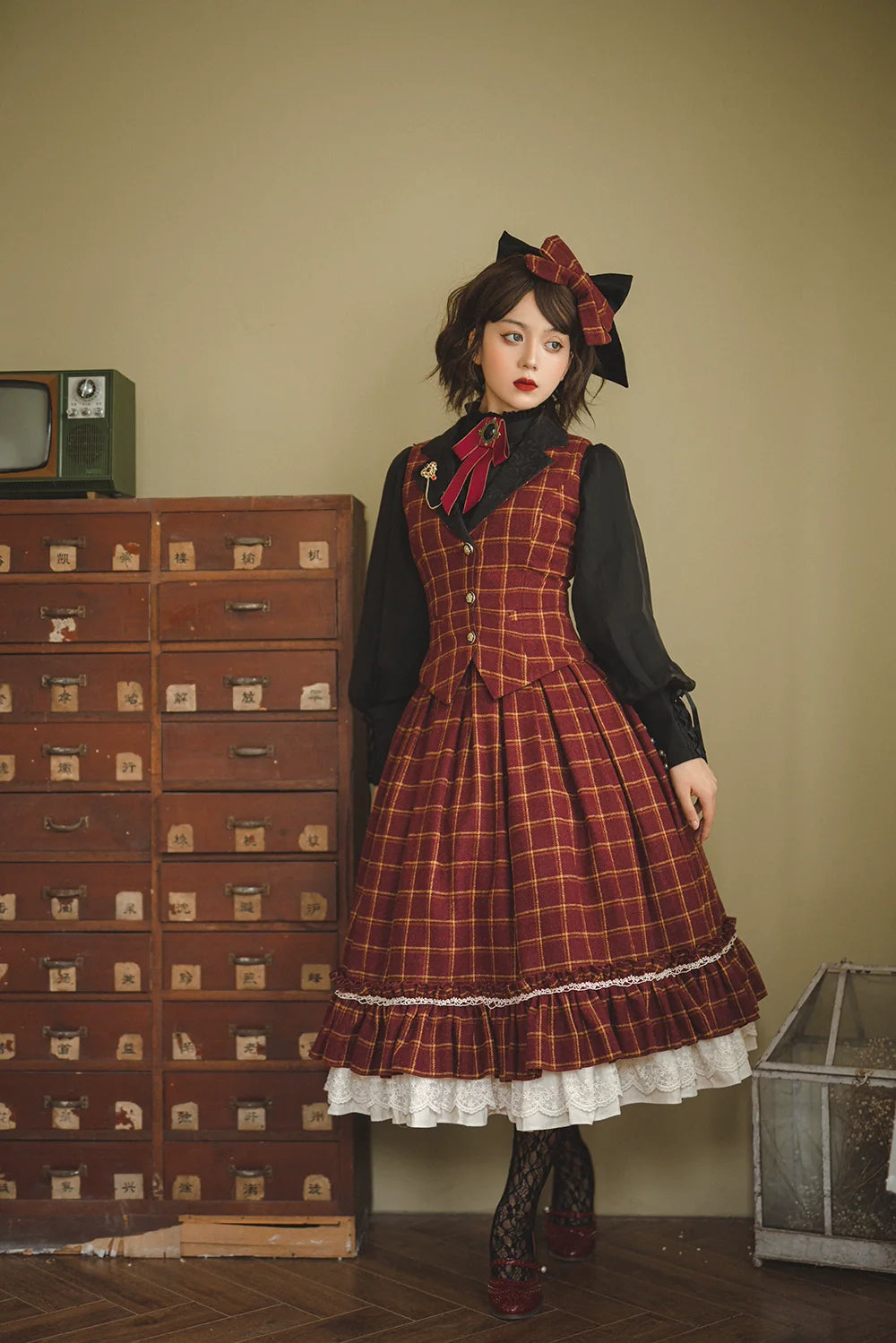 Rose - Elegant Lolita Fishbone Grid Skirt Customized - image 20