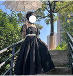 Thoughts - Vintage Black Lolita OP Dress with Square Neckline - image 27