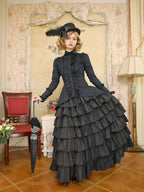Gothic Tailed-Hem Blouse and Multi-Layer Lolita Skirt Set - image 1
